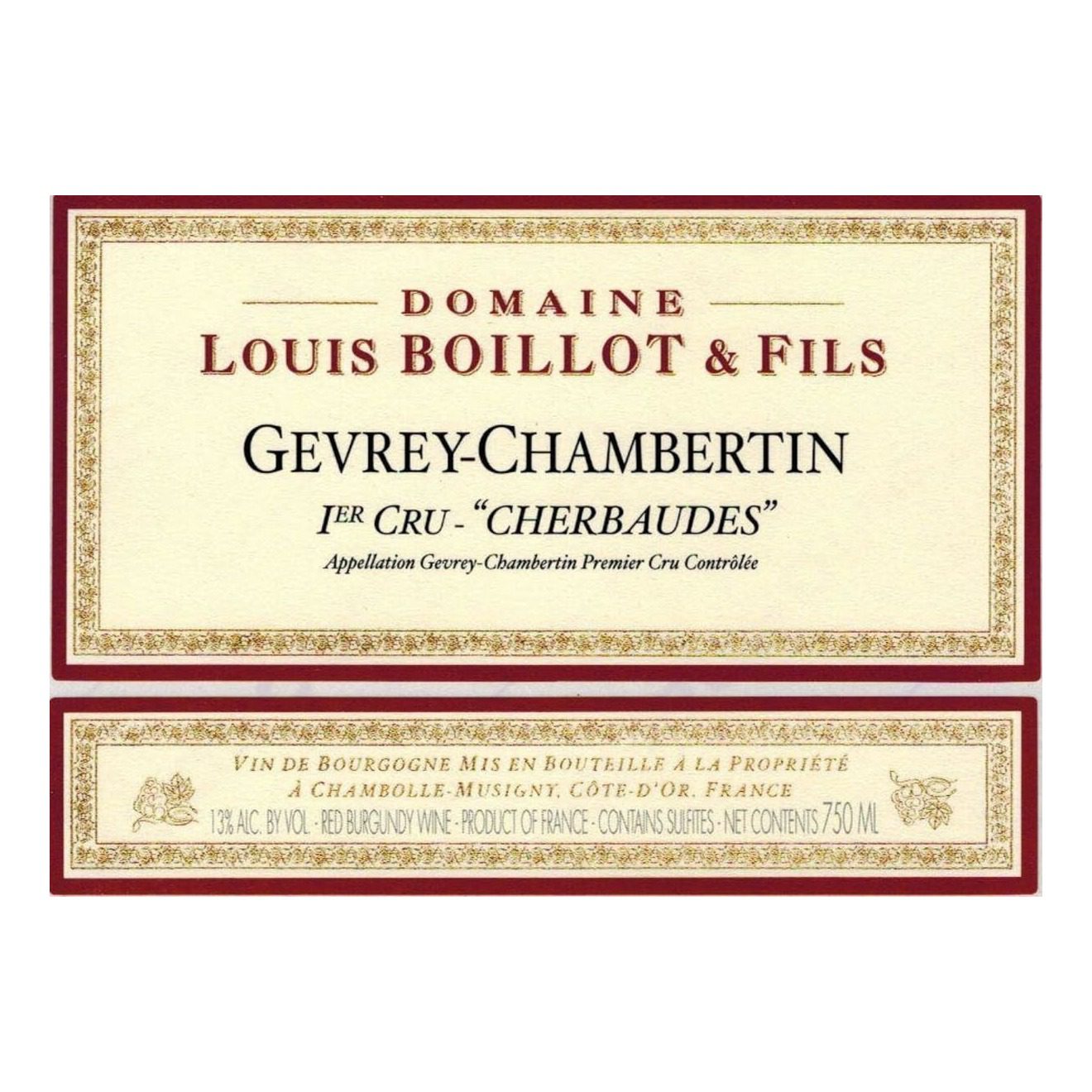 2016 Domaine Louis Boillot, Gevrey-Chambertin Premier Cru, Cherbaudes 6x750ml