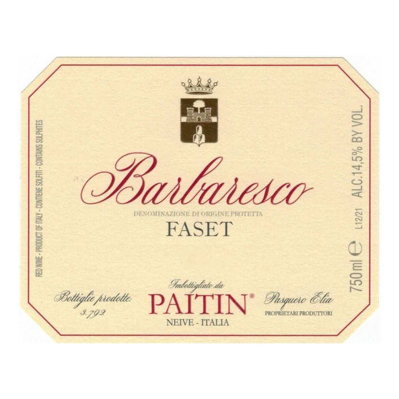 2019 Paitin, Barbaresco, Faset 6x750ml