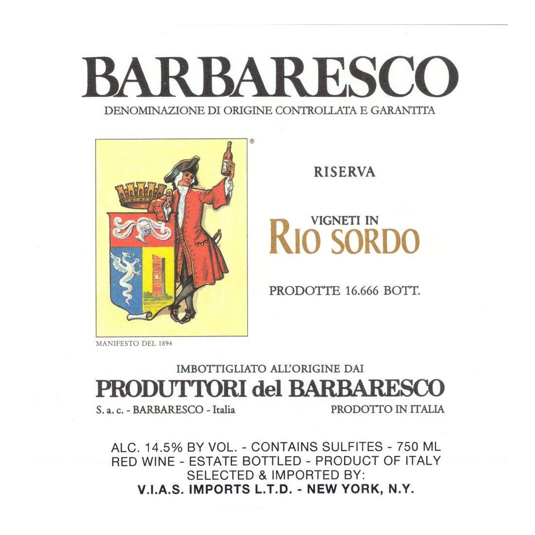 2019 Produttori del Barbaresco, Barbaresco, Rio Sordo Riserva 6x750ml