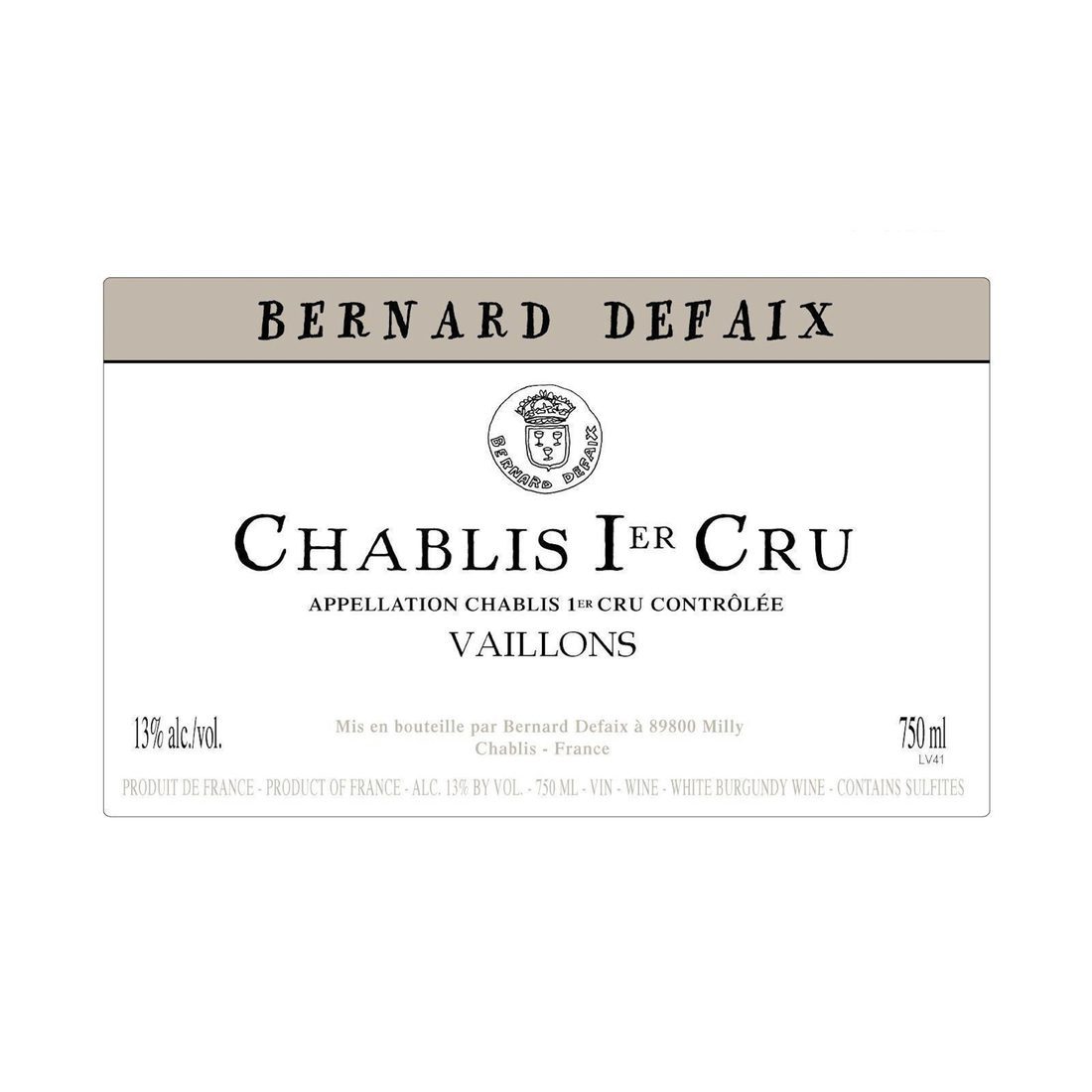 2022 Bernard Defaix, Chablis Premier Cru, Vaillons 12x750ml